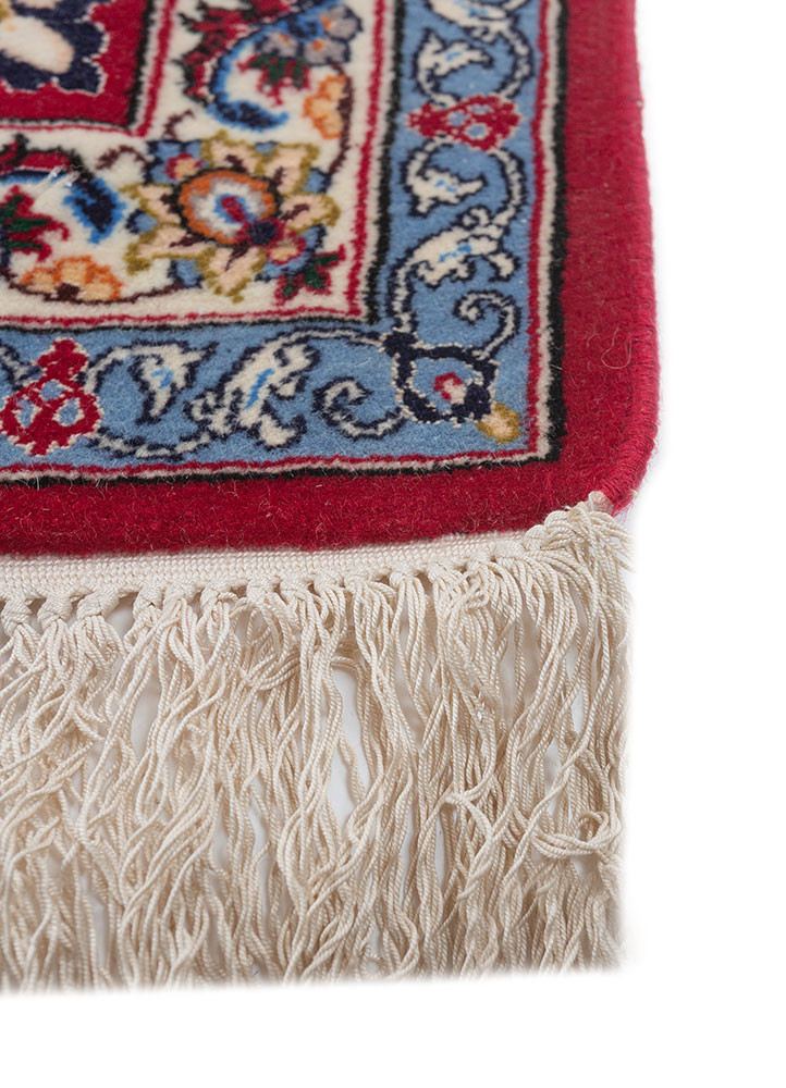 aalam red and orange wool and silk hand knotted Rug - Corner aalam red and orange wool and silk hand knotted Rug - Corner