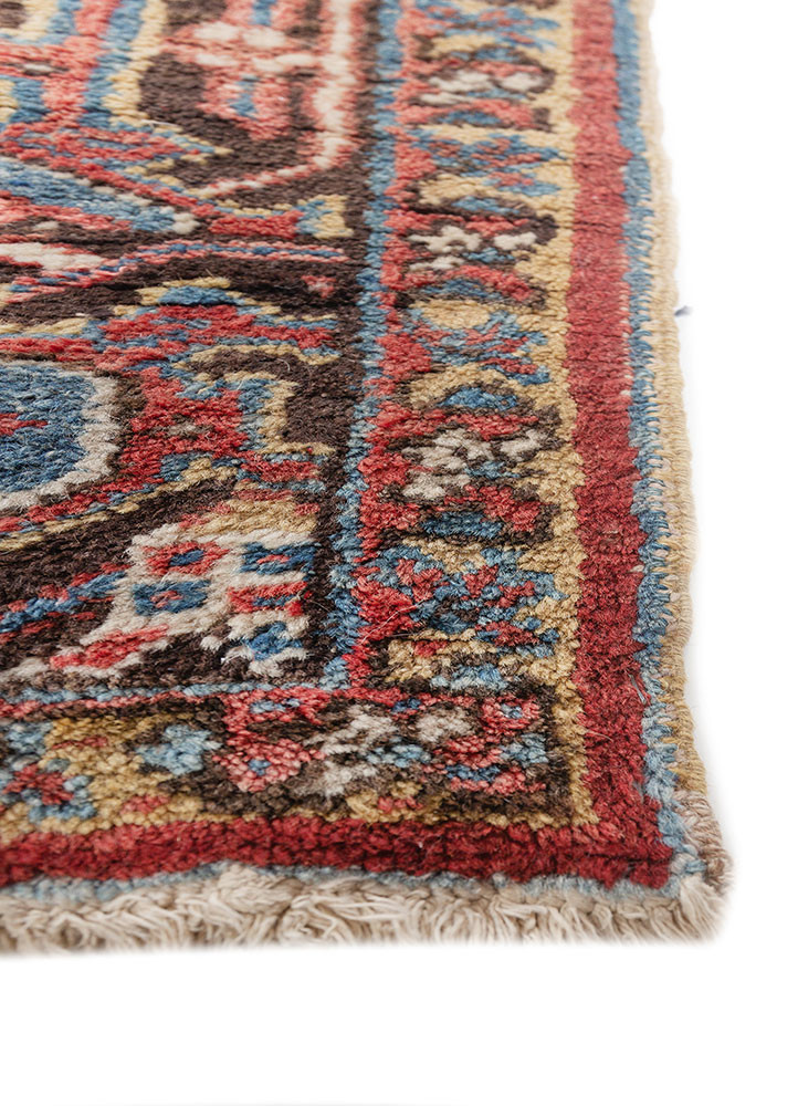 aalam red and orange wool hand knotted Rug - Corner aalam red and orange wool hand knotted Rug - Corner