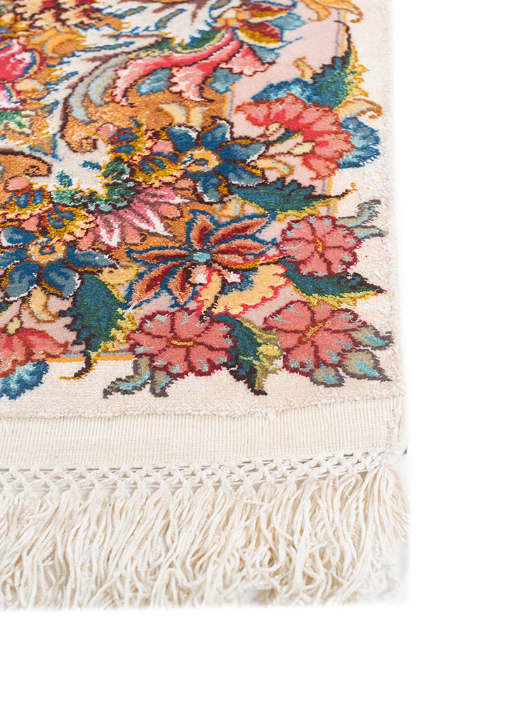 aalam blue wool and silk hand knotted Rug - Corner