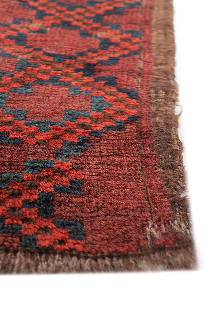 kiaan red and orange wool hand knotted Rug - Corner