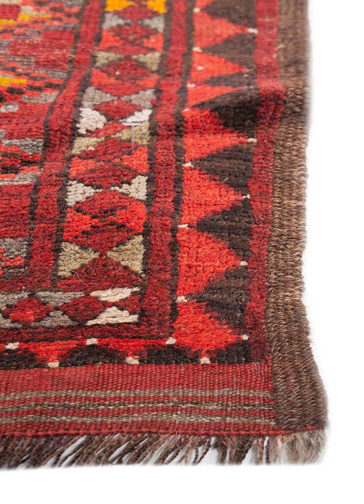 kiaan red and orange wool hand knotted Rug - Corner