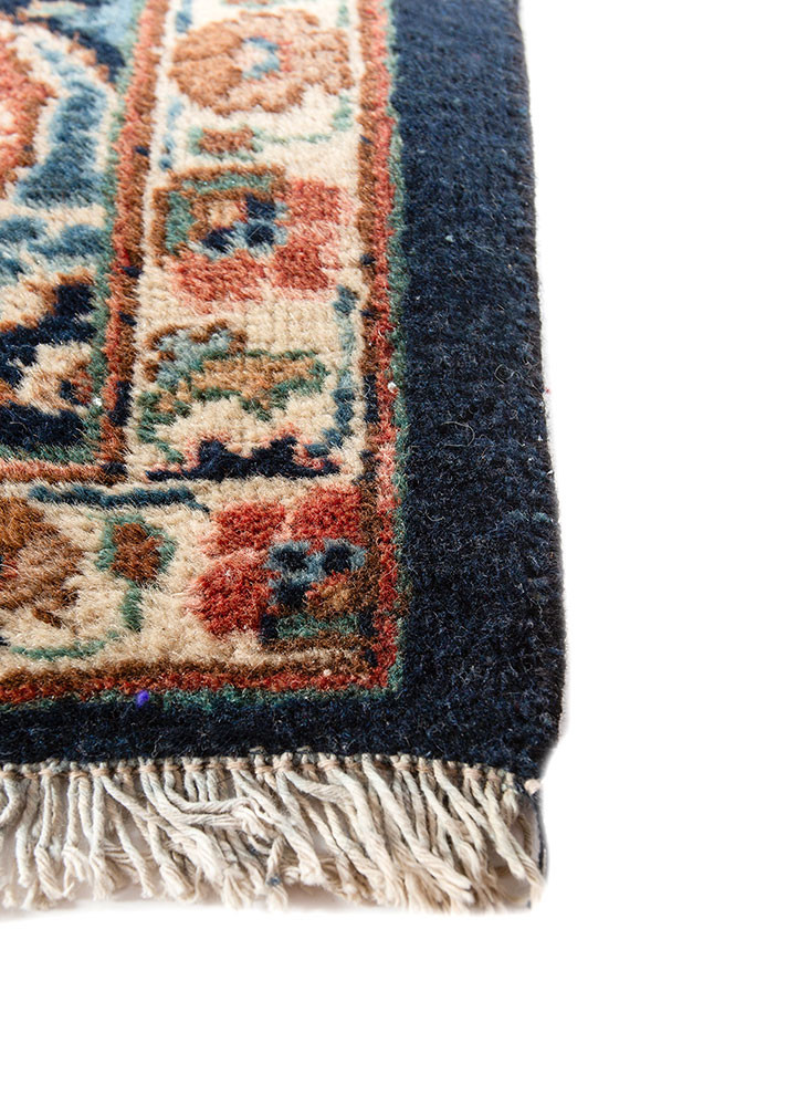 aalam blue wool hand knotted Rug - Corner aalam blue wool hand knotted Rug - Corner