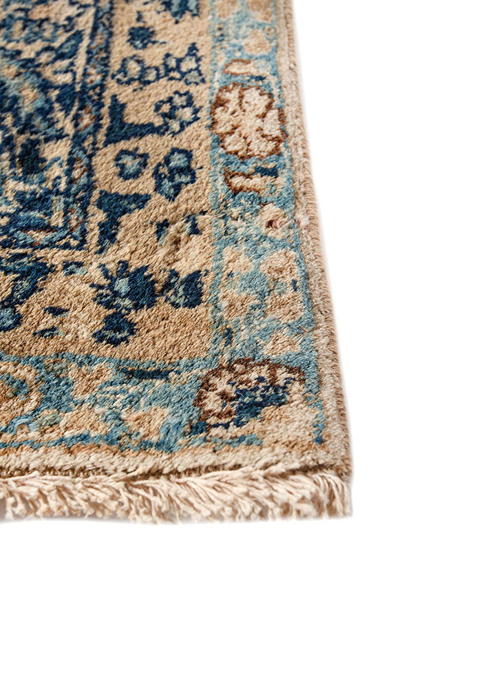 aalam blue wool hand knotted Rug - Corner aalam blue wool hand knotted Rug - Corner