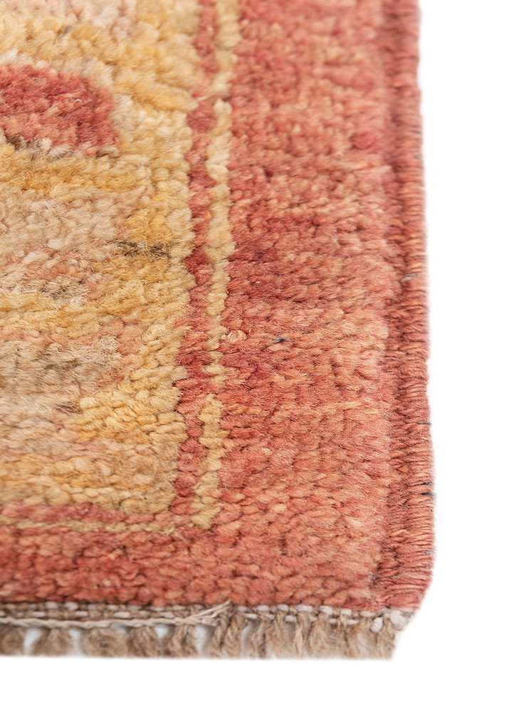 aalam red and orange wool hand knotted Rug - Corner aalam red and orange wool hand knotted Rug - Corner
