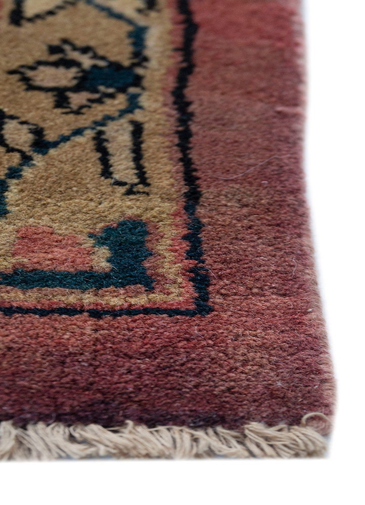 aalam red and orange wool hand knotted Rug - Corner aalam red and orange wool hand knotted Rug - Corner