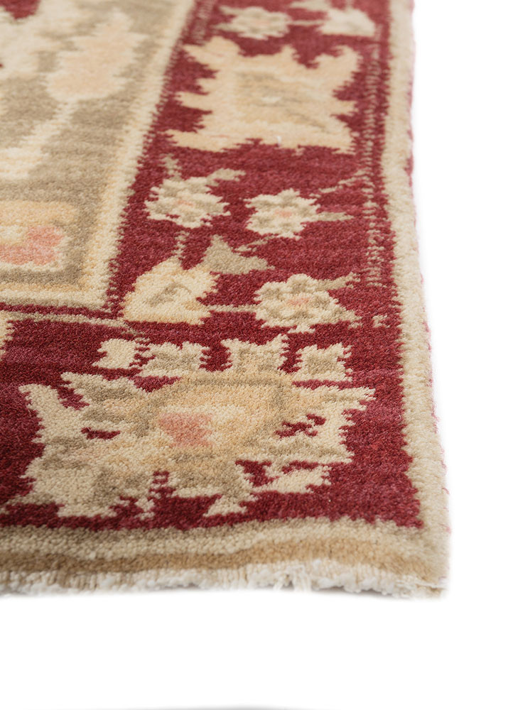 aalam red and orange wool hand knotted Rug - Corner