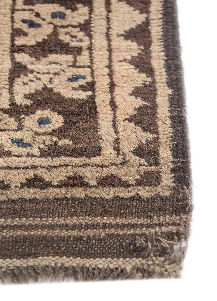 kiaan beige and brown wool hand knotted Rug - Corner