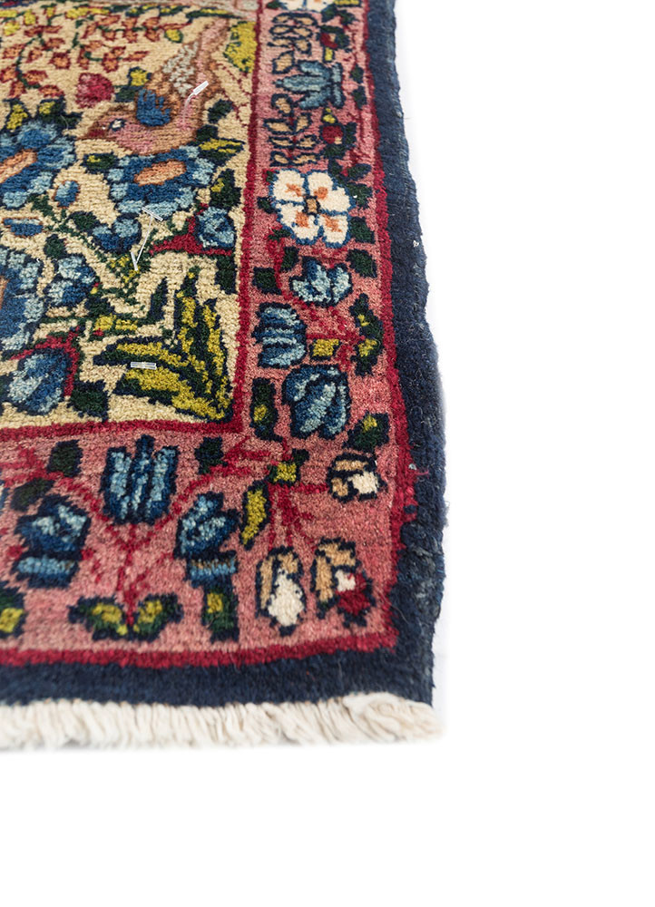 aalam blue wool hand knotted Rug - Corner aalam blue wool hand knotted Rug - Corner