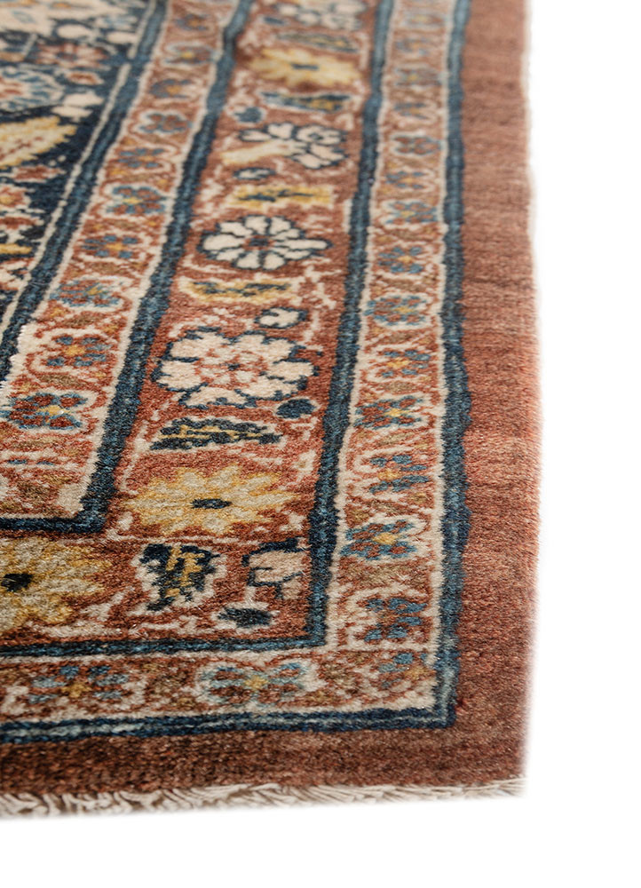 aalam blue wool hand knotted Rug - Corner aalam blue wool hand knotted Rug - Corner