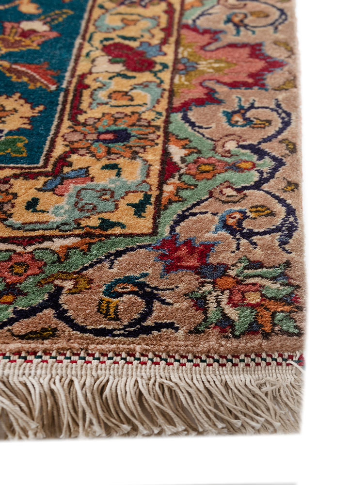 aalam red and orange wool hand knotted Rug - Corner
