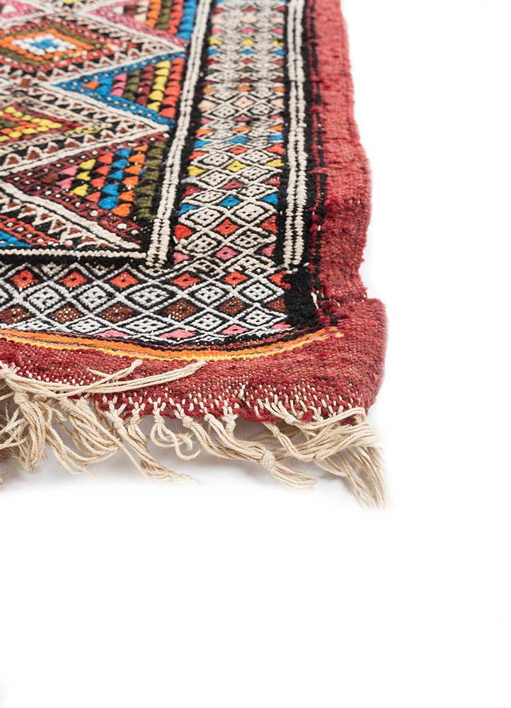 nayaab pink and purple wool flat weaves Rug - Corner