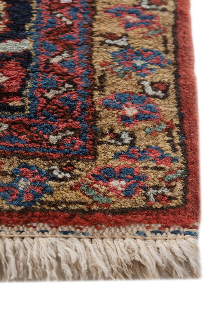 aalam red and orange wool hand knotted Rug - Corner aalam red and orange wool hand knotted Rug - Corner