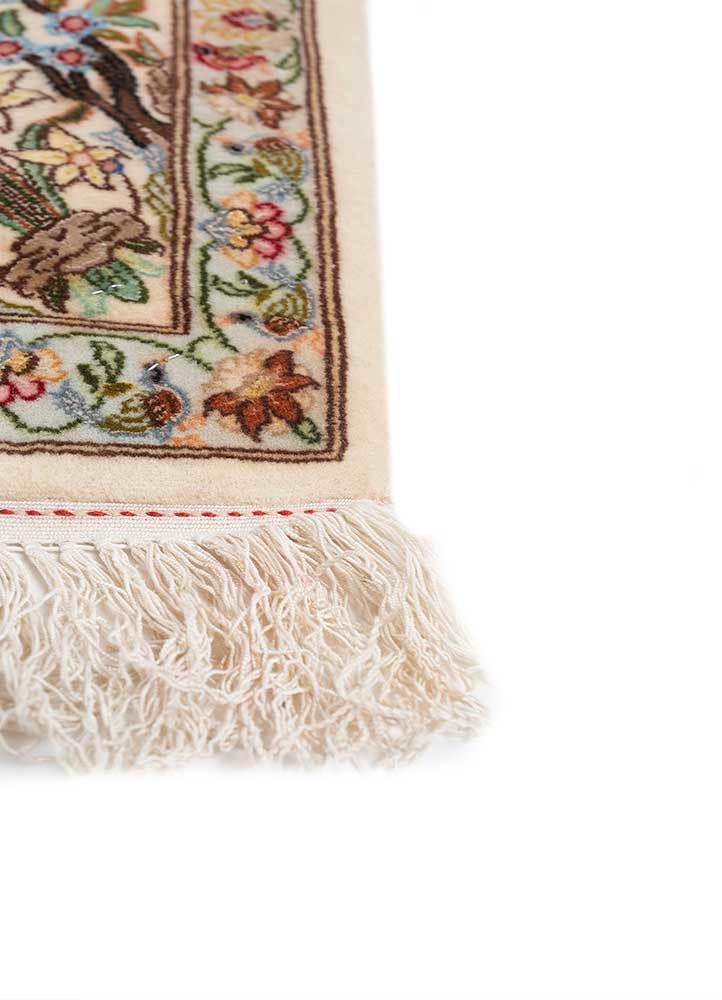 aalam blue wool and silk hand knotted Rug - Corner aalam blue wool and silk hand knotted Rug - Corner