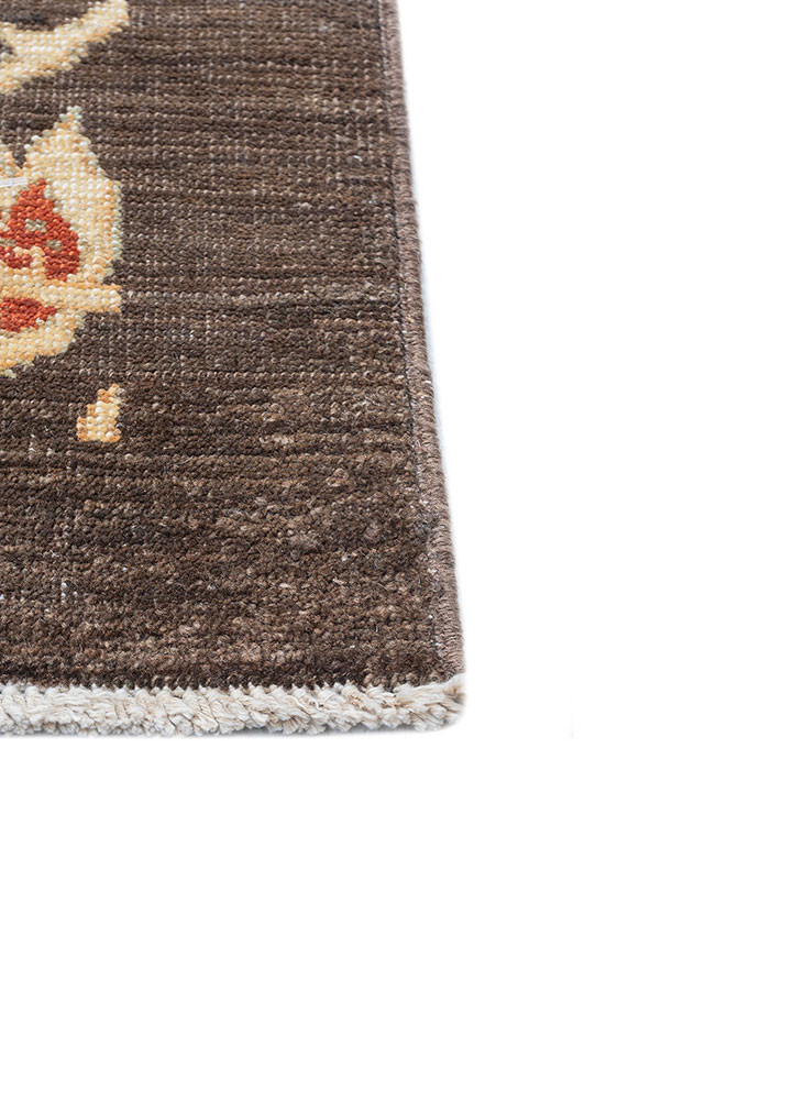 aalam beige and brown wool hand knotted Rug - Corner aalam beige and brown wool hand knotted Rug - Corner