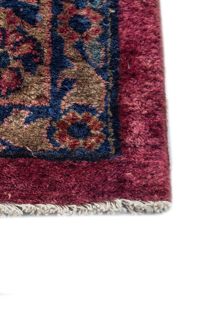 aalam red and orange wool hand knotted Rug - Corner