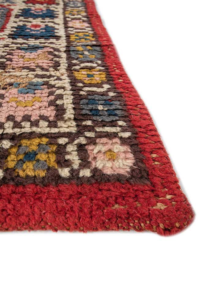 kiaan red and orange wool hand knotted Rug - Corner