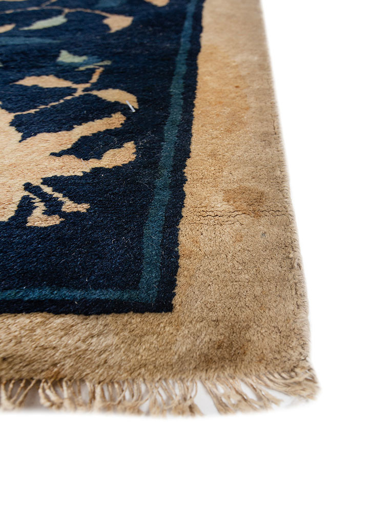 pechino beige and brown wool hand knotted Rug - Corner