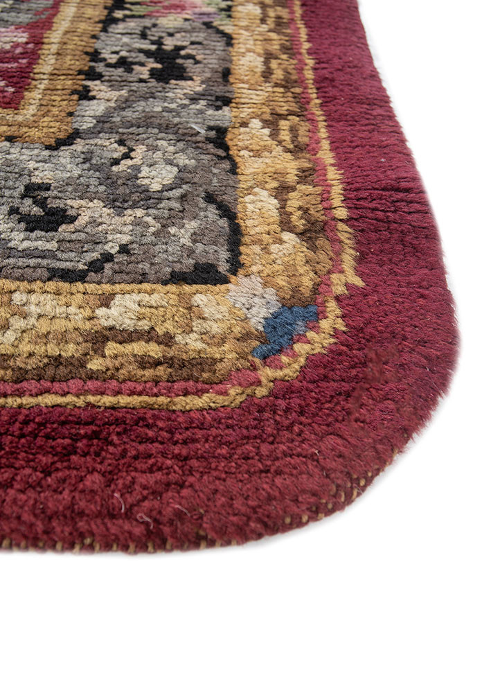 aalam pink and purple wool hand knotted Rug - Corner