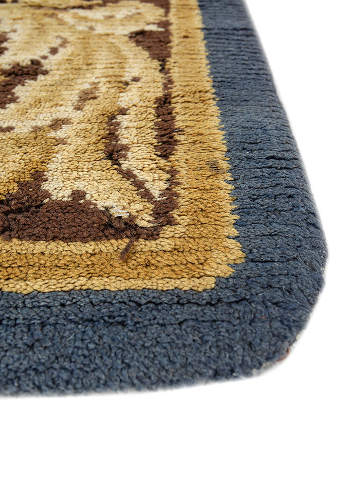 aalam blue wool hand knotted Rug - Corner aalam blue wool hand knotted Rug - Corner