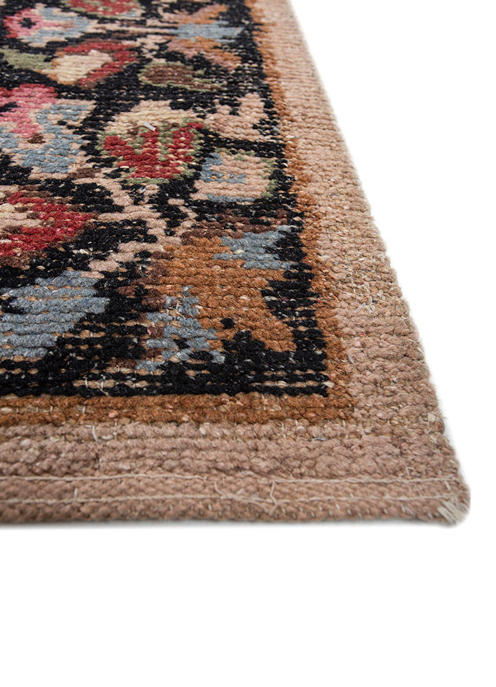 aalam beige and brown wool hand knotted Rug - Corner aalam beige and brown wool hand knotted Rug - Corner
