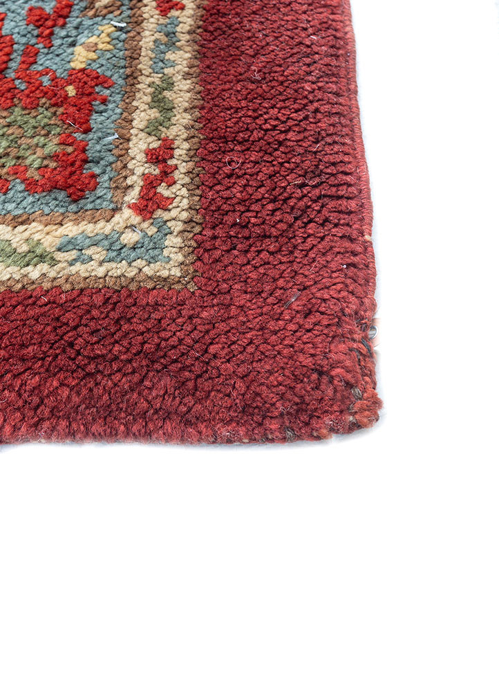 aalam red and orange wool hand knotted Rug - Corner aalam red and orange wool hand knotted Rug - Corner
