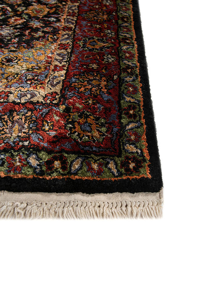gulmarg red and orange silk hand knotted Rug - Corner