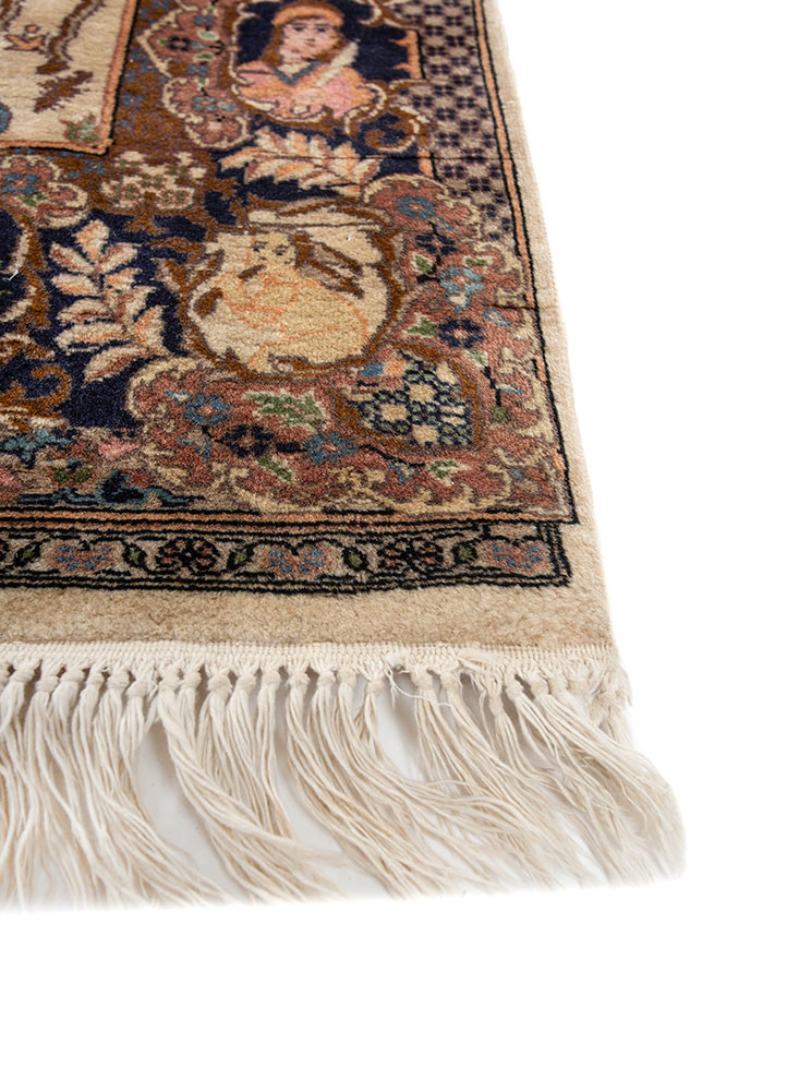aalam blue wool hand knotted Rug - Corner aalam blue wool hand knotted Rug - Corner