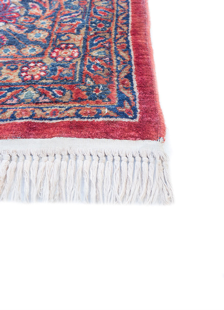 aalam blue wool hand knotted Rug - Corner