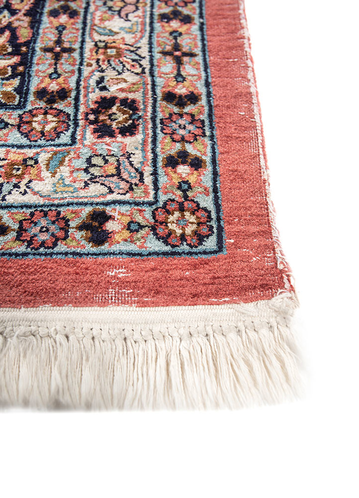 gulmarg red and orange silk hand knotted Rug - Corner gulmarg red and orange silk hand knotted Rug - Corner