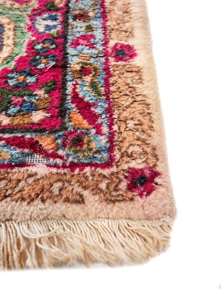 aalam pink and purple wool hand knotted Rug - Corner