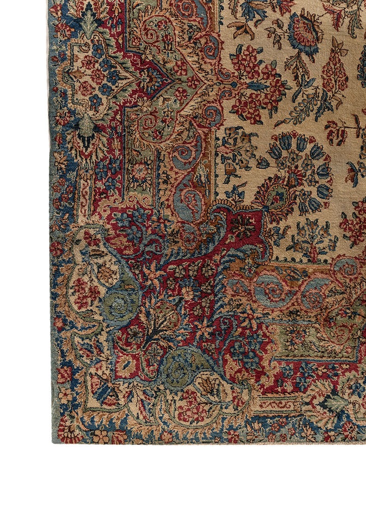 aalam green wool hand knotted Rug - Corner aalam green wool hand knotted Rug - Corner