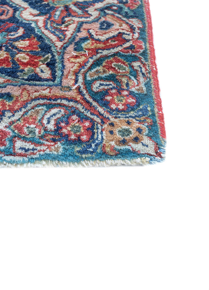 aalam blue wool hand knotted Rug - Corner aalam blue wool hand knotted Rug - Corner