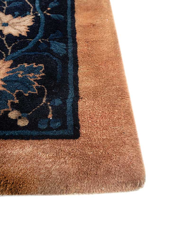 pechino red and orange wool hand knotted Rug - Corner