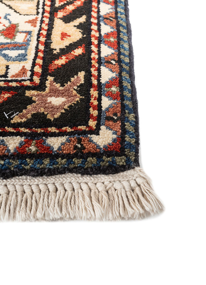aalam red and orange wool hand knotted Rug - Corner