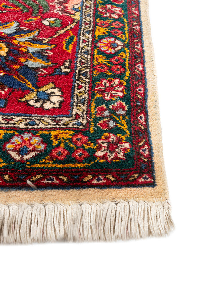 aalam red and orange wool hand knotted Rug - Corner