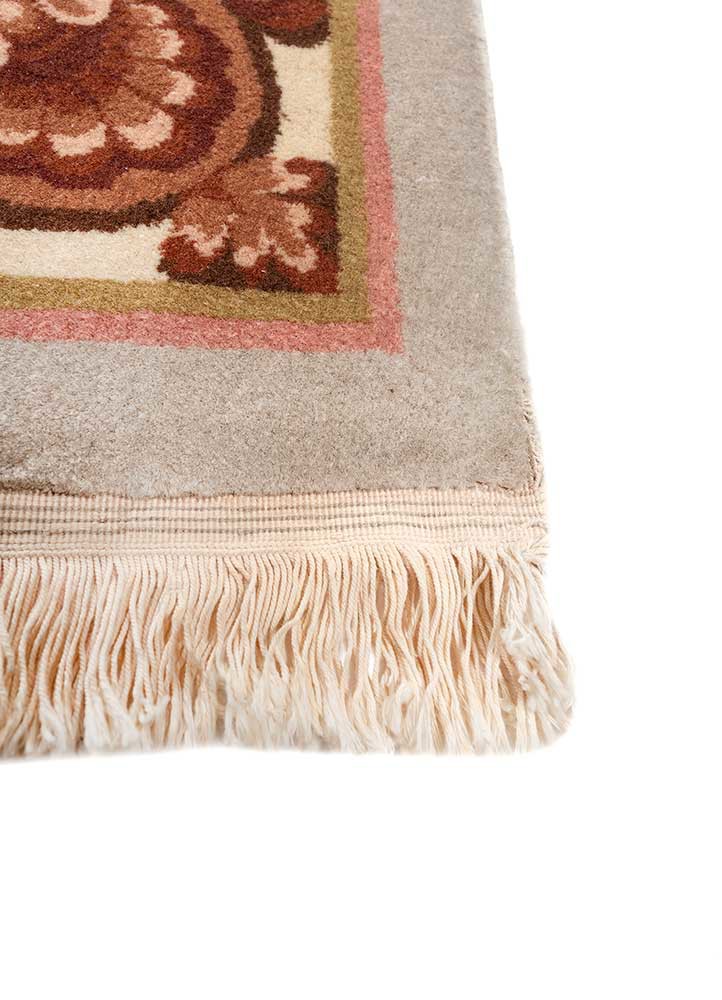 pechino red and orange wool hand knotted Rug - Corner