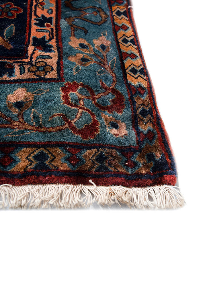 aalam blue wool hand knotted Rug - Corner aalam blue wool hand knotted Rug - Corner