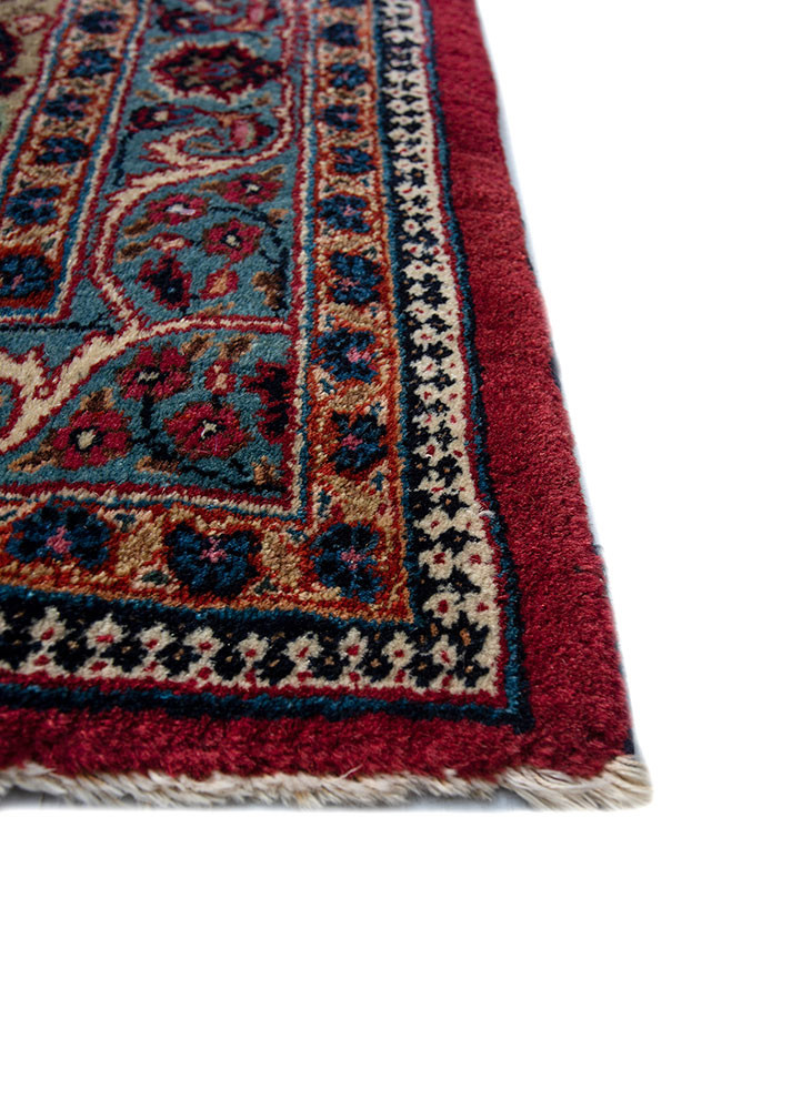 aalam blue wool hand knotted Rug - Corner