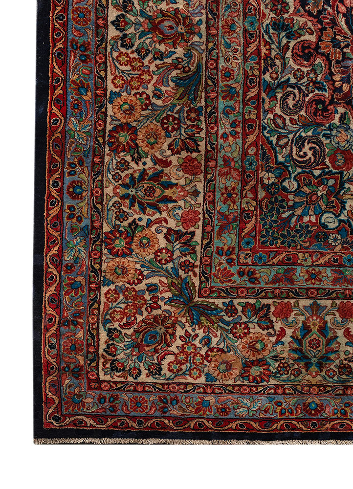 aalam blue wool hand knotted Rug - Corner aalam blue wool hand knotted Rug - Corner