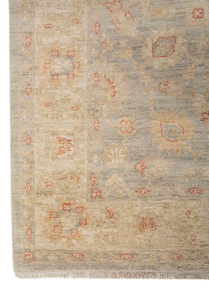 aalam blue wool hand knotted Rug - Corner aalam blue wool hand knotted Rug - Corner