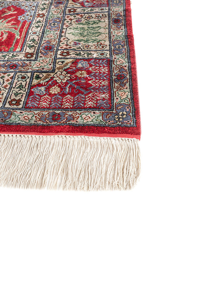 gulmarg red and orange silk hand knotted Rug - Corner gulmarg red and orange silk hand knotted Rug - Corner