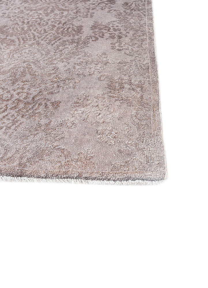 aalam beige and brown wool and silk hand knotted Rug - Corner aalam beige and brown wool and silk hand knotted Rug - Corner