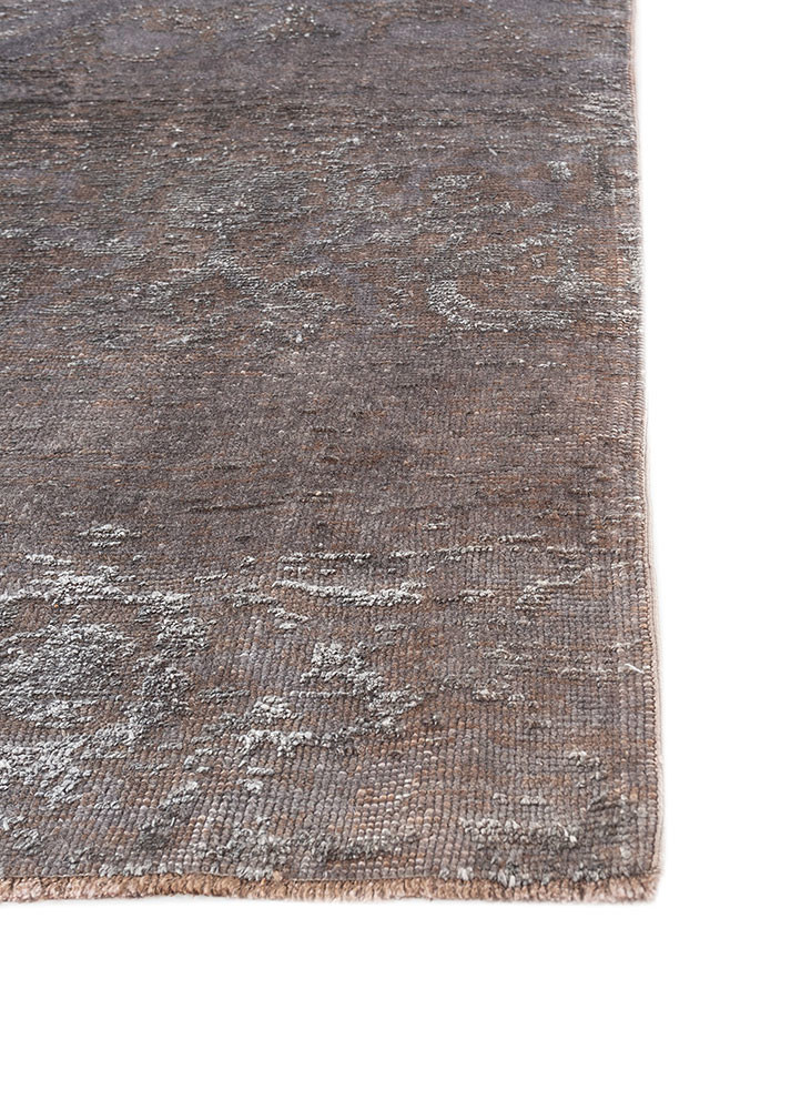 azalea grey and black wool and silk hand knotted Rug - Corner
