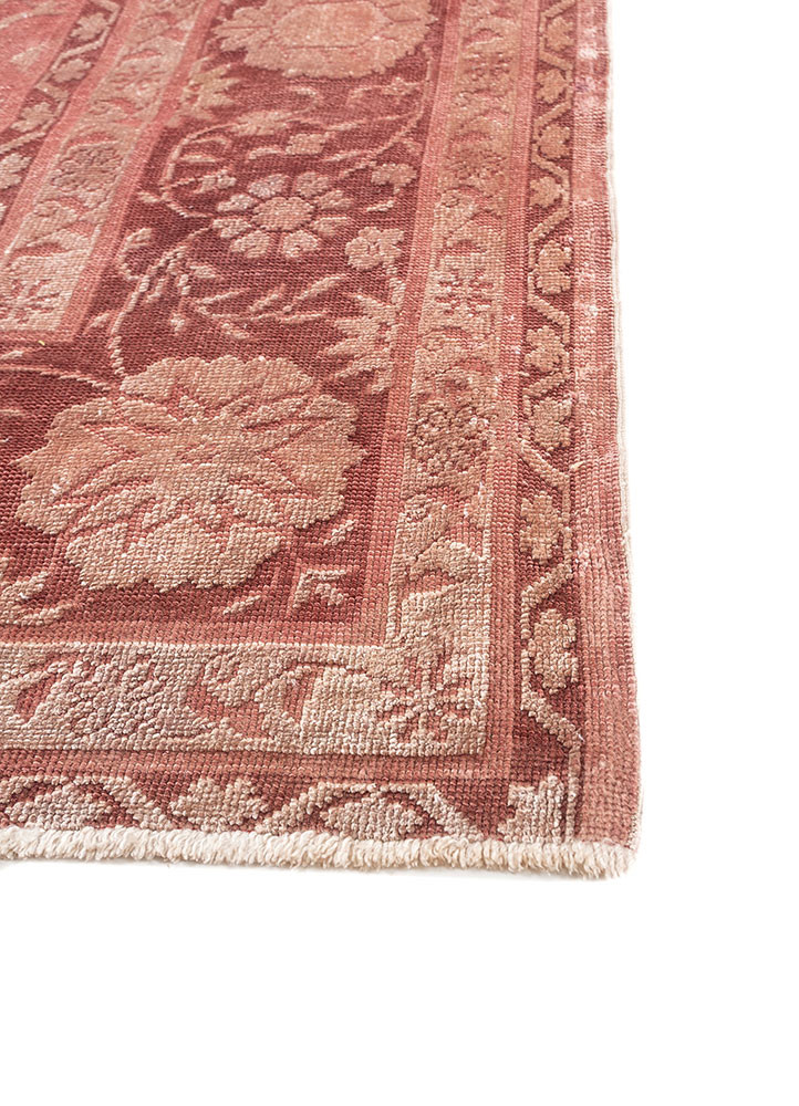 aalam red and orange wool and silk hand knotted Rug - Corner aalam red and orange wool and silk hand knotted Rug - Corner
