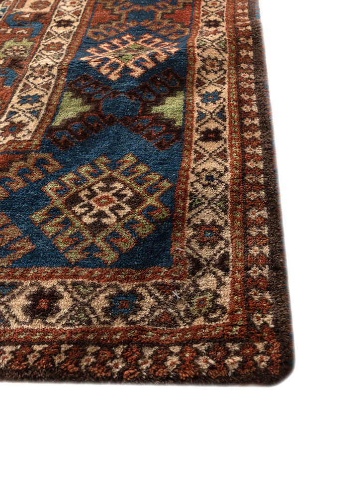 aalam blue wool hand knotted Rug - Corner aalam blue wool hand knotted Rug - Corner