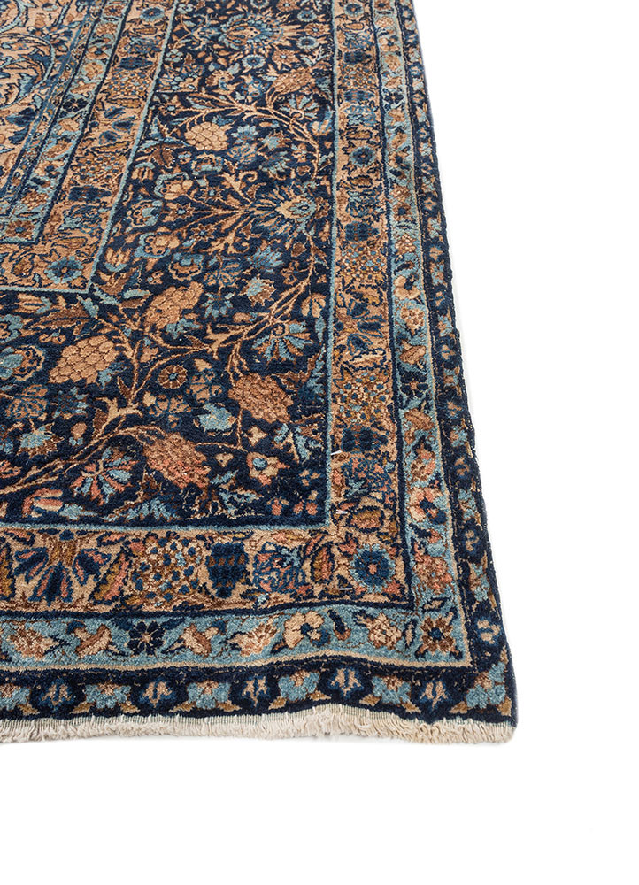 aalam blue wool hand knotted Rug - Corner aalam blue wool hand knotted Rug - Corner