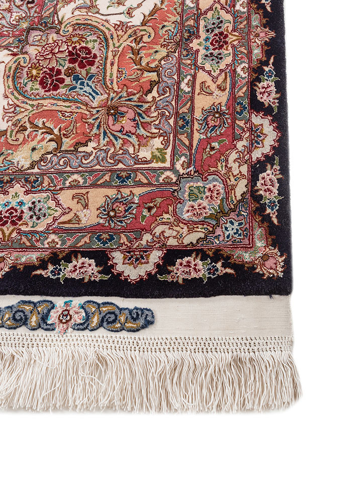 aalam blue wool and silk hand knotted Rug - Corner aalam blue wool and silk hand knotted Rug - Corner