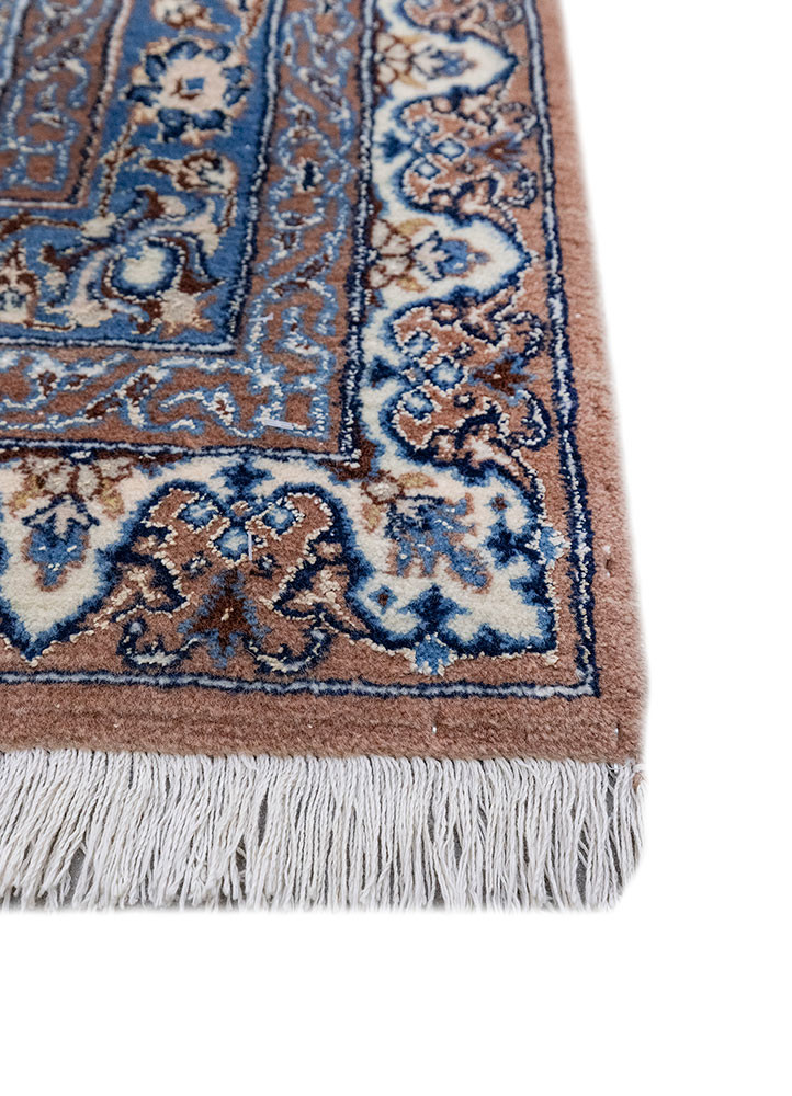 aalam blue wool and silk hand knotted Rug - Corner aalam blue wool and silk hand knotted Rug - Corner