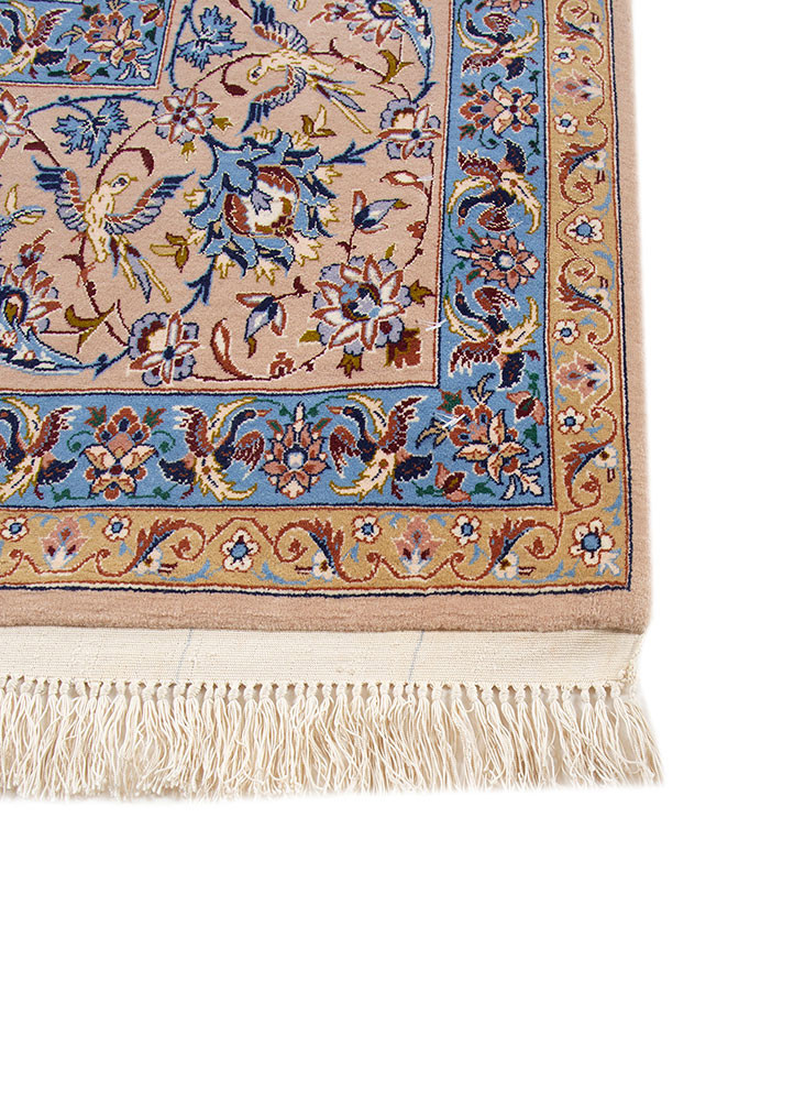 aalam blue wool and silk hand knotted Rug - Corner