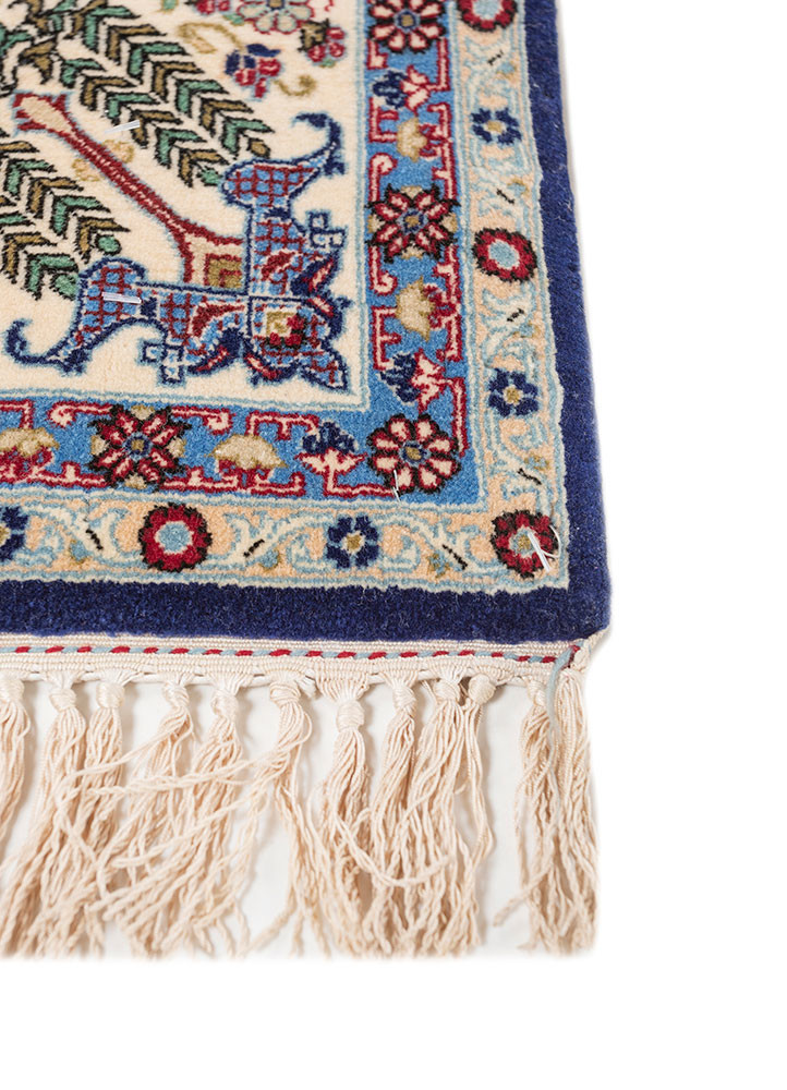 aalam blue wool hand knotted Rug - Corner aalam blue wool hand knotted Rug - Corner
